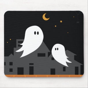 Tapis De Souris Caricature de la ville fantôme éffrayante hallowee