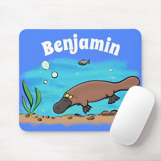Tapis De Souris Caricature de natation de Cute platypus (Avec souris)