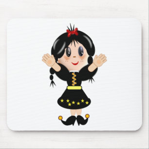 Tapis De Souris Caricature de petite fille très heureuse