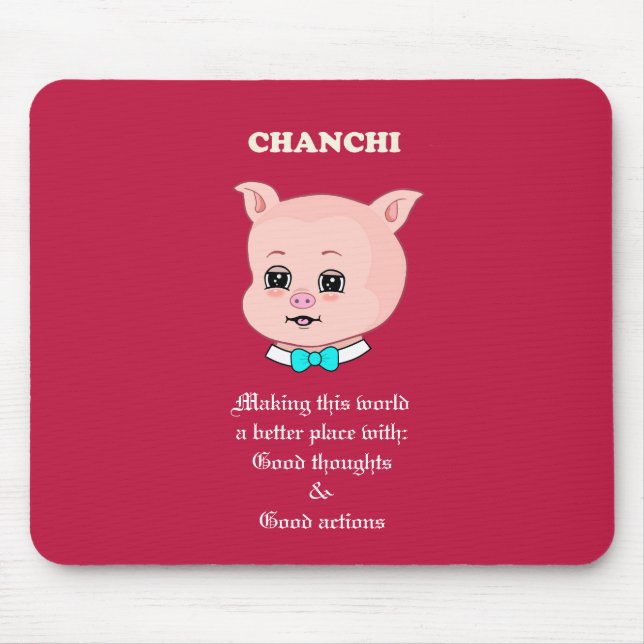 Tapis De Souris Caricature de porc mignon sur la Bourgogne (Devant)