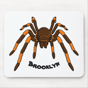 Tapis De Souris Caricature déplaisante de tarantule brun et orange