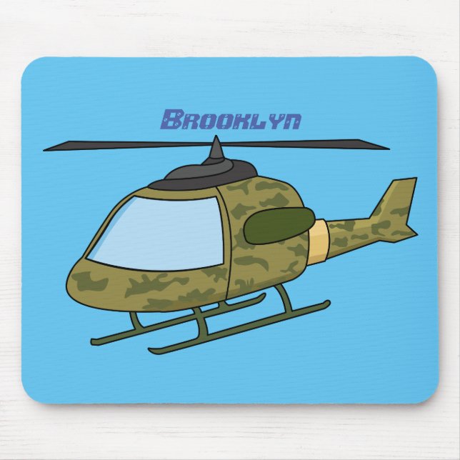 Tapis De Souris Caricature d'hélicoptère camoflage de l'armée (Devant)