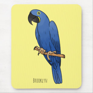 Tapis De Souris Caricature d'oiseau macaw Hyacinth