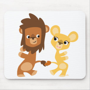 Tapis De Souris Caricature Lion et Lioness dansant mousepad
