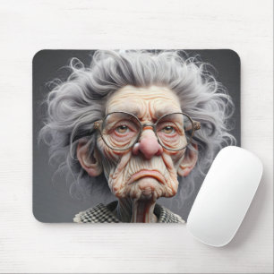 Tapis De Souris Caricature malheureuse de la vieille dame