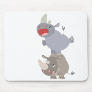 Tapis De Souris Caricature mignon à la feuille Rhinos Mousepad