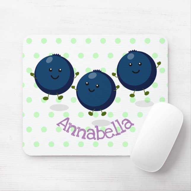 Tapis De Souris Caricature mignonne de bleuets violets (Avec souris)