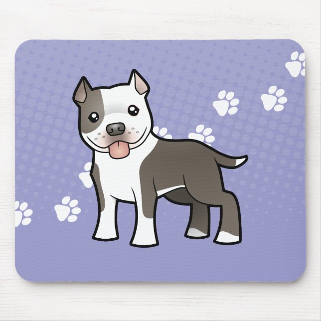 Tapis De Souris Caricature Pitbull / American Staffordshire Terrie (Devant)