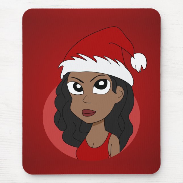 Tapis De Souris Caricature pour fille de Noël (Devant)