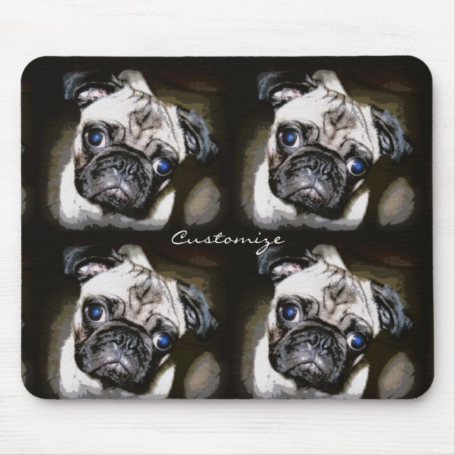 Tapis De Souris carlin aux yeux bleus mignon face Thunder_Cove (Devant)