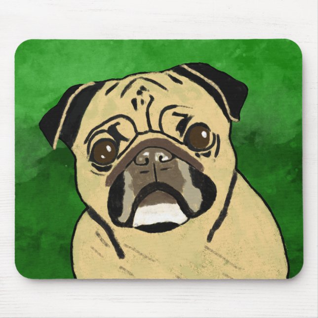 Tapis De Souris Carlin Chien Aquarelle Art Portrait (Devant)