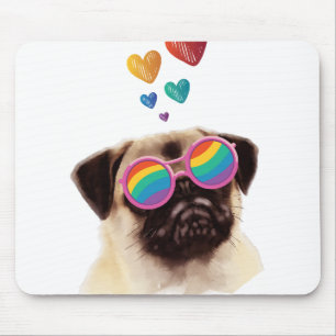 Tapis De Souris Carlin Chien avec Coeurs Saint-Valentin