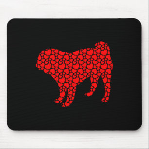 Tapis De Souris Carlin Chien Cute Silhouette Coeur Valentine