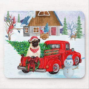 Tapis De Souris Carlin Chien dans la livraison de Noël Camion neig
