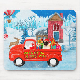 Tapis De Souris Carlin Chien Livraison de Noël Camion Neige