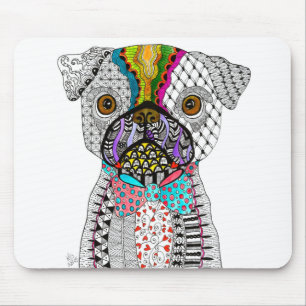 Tapis De Souris Carlin mignon et coloré Chien Mousepad