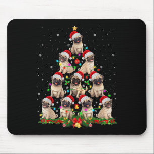Tapis De Souris Carlin Santa Chapeau Noël Arbre Lumières Noël Pugm