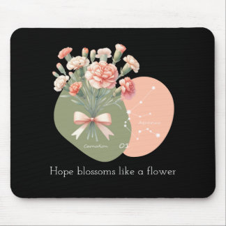 Tapis De Souris Carnation rose Aquarius Constellation Hope Texte