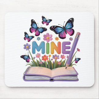 Tapis De Souris carnet "MINE" Papillon & Fleurs