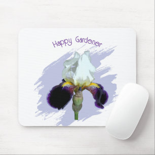 Tapis de souris carré Iris violet et blanc