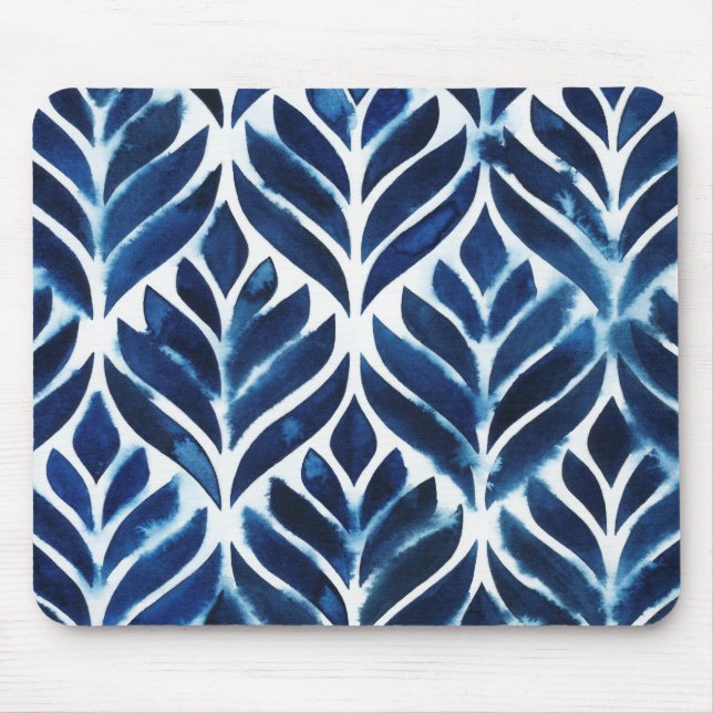 Tapis De Souris Carreaux d'aquarelle de cobalt IV (Devant)