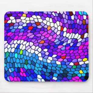 Tapis De Souris Carrelage bleu violet rose Motif Mousepad