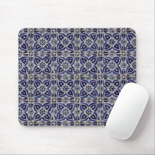 Tapis De Souris Carrelage italien rustique Azulejo bleu blanc géom