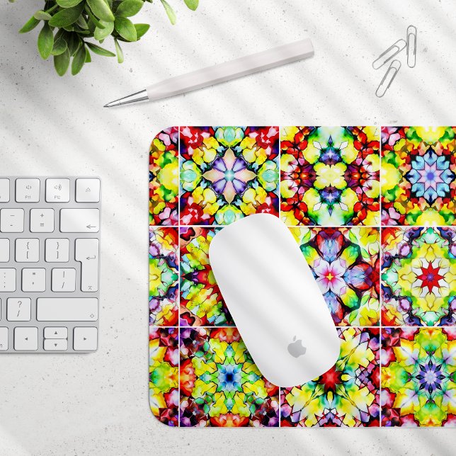 Tapis De Souris Carrelage méditerranéen, Carreaux d'encre d'alcool (Créateur téléchargé)