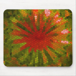 Tapis De Souris Carrelage mosaïque Abstrait en rouge et vert