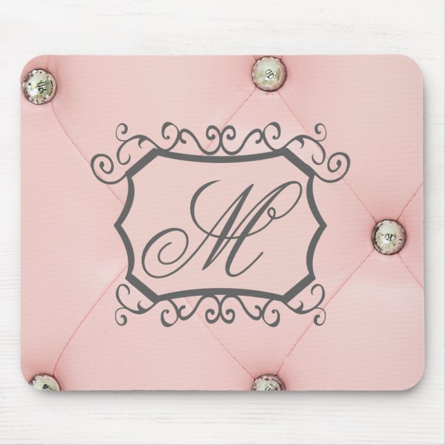 Tapis De Souris Carrelage rose carrelé Monogramme carrelage (Devant)