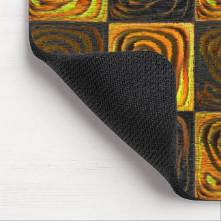 Tapis De Souris Carrés jaunâtres et cercles en mosaïque rustique