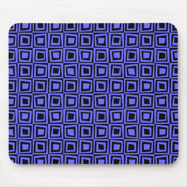 Tapis De Souris Carrés rétro - bleu électrique sur noir (Devant)