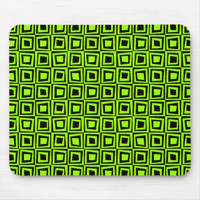 Tapis De Souris Carrés rétro - Chartrause vert sur noir (Devant)