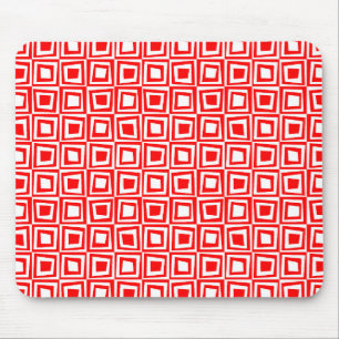Tapis De Souris Carrés rétro - Rouge sur blanc