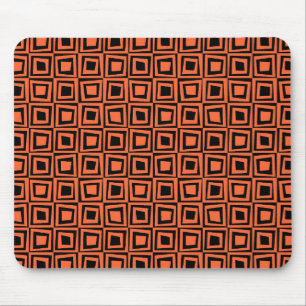 Tapis De Souris Carrés rétros - Orange d'automne sur Noir