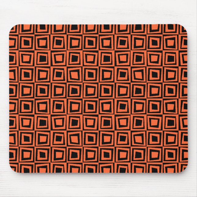 Tapis De Souris Carrés rétros - Orange d'automne sur Noir (Devant)