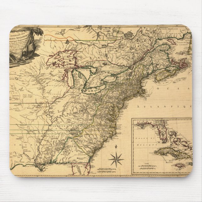 Tapis De Souris Carte américaine de colonies du cru 1777 par (Devant)