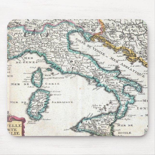 Tapis De Souris Carte ancienne de l'Italie (1706) (Devant)