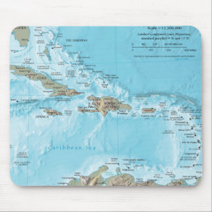 Tapis De Souris Carte ancienne des Caraïbes - États-Unis
