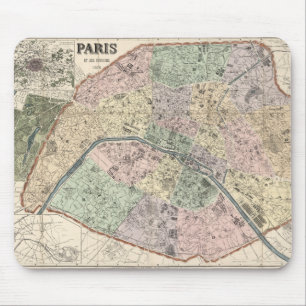 Tapis De Souris Carte ancienne Paris France 1878