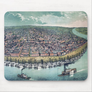 Tapis De Souris Carte Ancienne Saint-Louis Missouri Fleuve Mississ