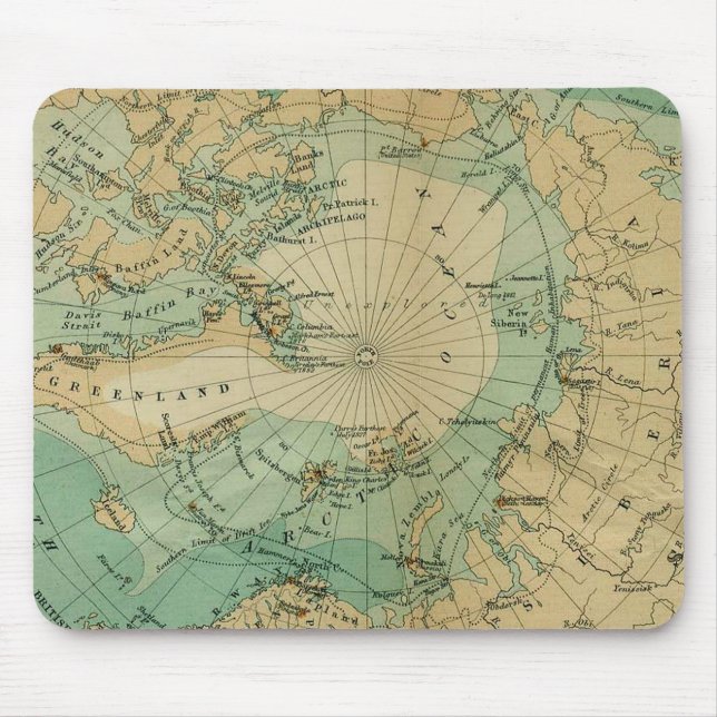 Tapis De Souris Carte antique de l'océan Arctique (Devant)