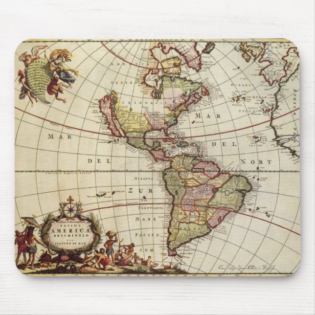 Tapis De Souris Carte antique des Amériques par Johannes De Ram (Devant)