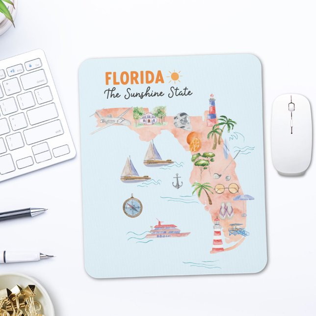 Tapis De Souris Carte artistique de l'État de Californie à l'aquar (In situ office desk)