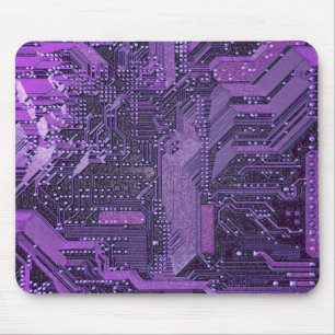 Tapis De Souris Carte Cyber Circuit Purple Tech Art Electronique