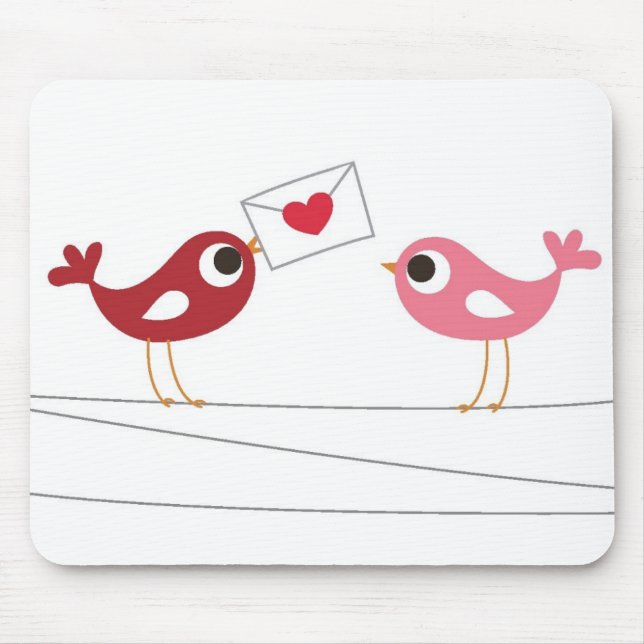 Tapis De Souris Carte d'amour d'oiseaux (Devant)
