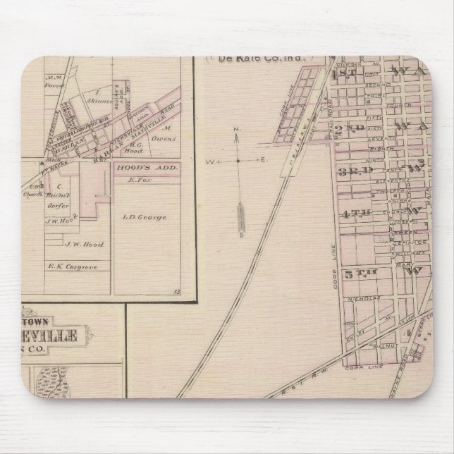 Tapis De Souris Carte d'Auburn, De Kalb Co (Devant)