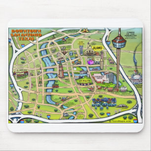 Tapis De Souris Carte de bande dessinée du centre-ville de San Ant
