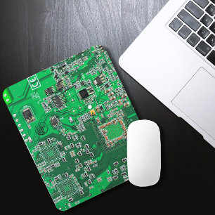 Tapis De Souris Carte de circuit Geek d'ordinateur vert
