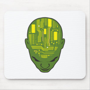 Tapis De Souris carte de circuit imprimé tête de cerveau jaune et